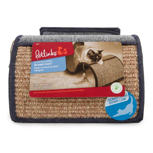Petlinks Dream Curl Denim - Surface Cat Scratcher with Catnip Toy.18.62″ x 11.02″ x 6.75″