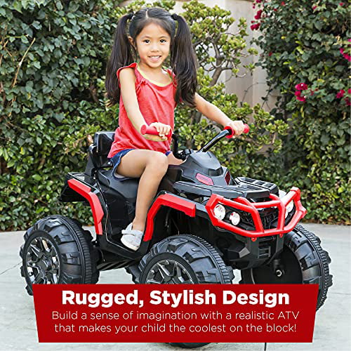 Best Choice Products 12V Kids Ride-On Electric ATV. 4-Wheeler Quad Car Toy w/ Bluetooth Audio. 3.7mph Max Speed. Treaded Tires. LED Headlights. Radio - Red