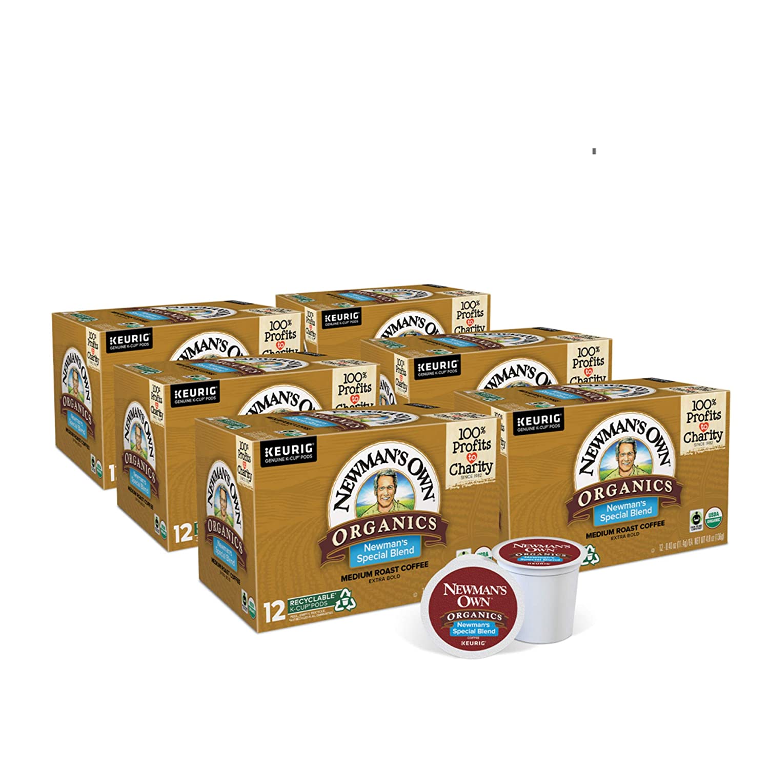 Newman-s Own Organics Special Blend Single-Serve Keurig K-Cup Pods Medium Roast Coffee 12 Count (Pack of 6)