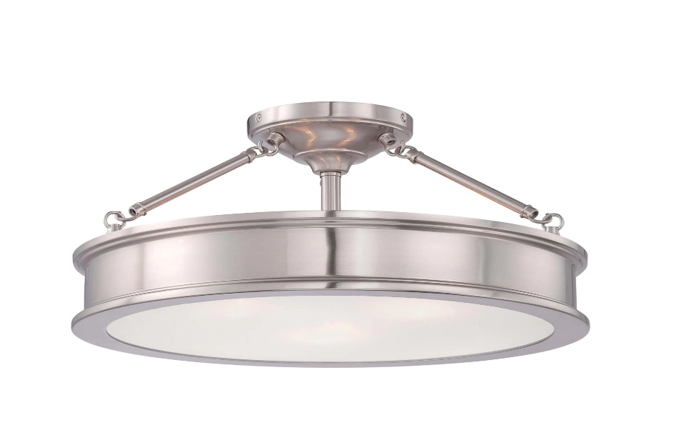 Home Decorators Collection 23955 Grafton 3-Light Brushed Nickel Semi Flush Mount Ceiling Light