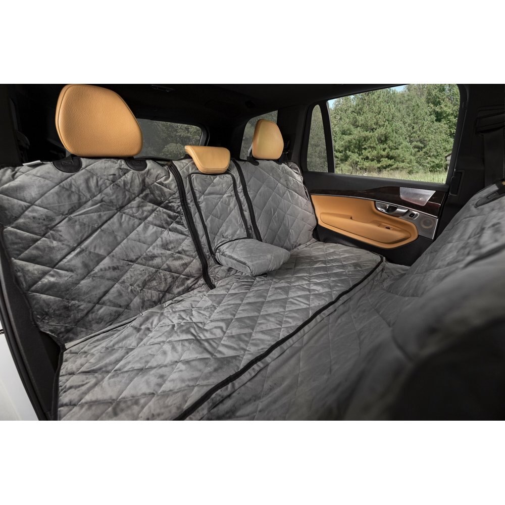 Plush Paws Products Quilted Velvet Waterproof Center Console Access Hammock Car Seat Cover - London Grey