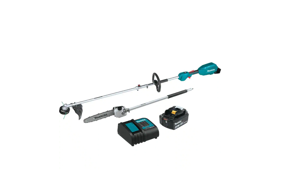 Makita XUX02SM1X4 18V LXT Lithium-Ion Brushless Cordless Couple Shaft Power Head Kit w/String Trimmer & 10 in. Pole Saw Attachments 4.0Ah
