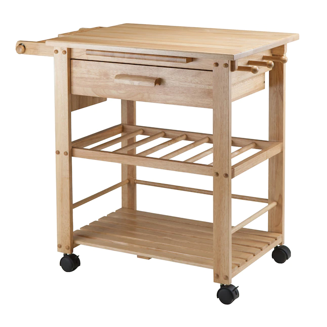 Winsome Wood  Wood Base with Wood Top Rolling Kitchen Cart (20.47-in x 34.29-in x 31.57-in)