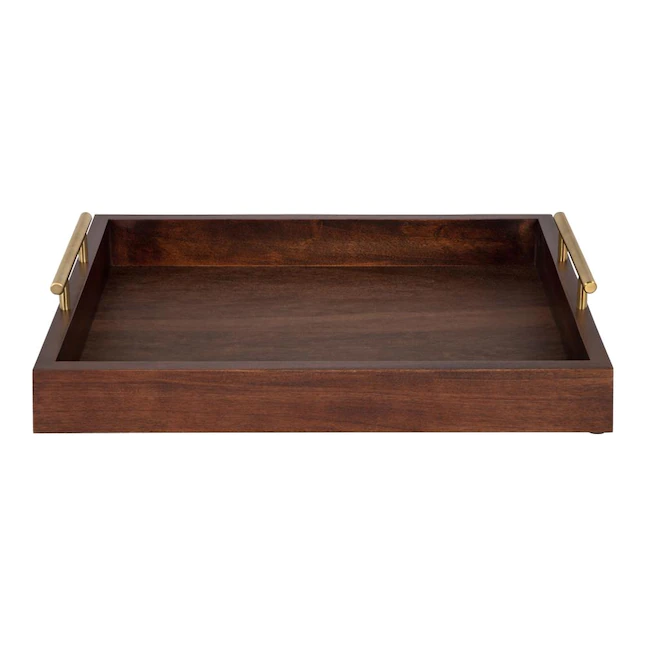 Kate and Laurel  12.25-in x 16-in Walnut Brown Decorative Tray