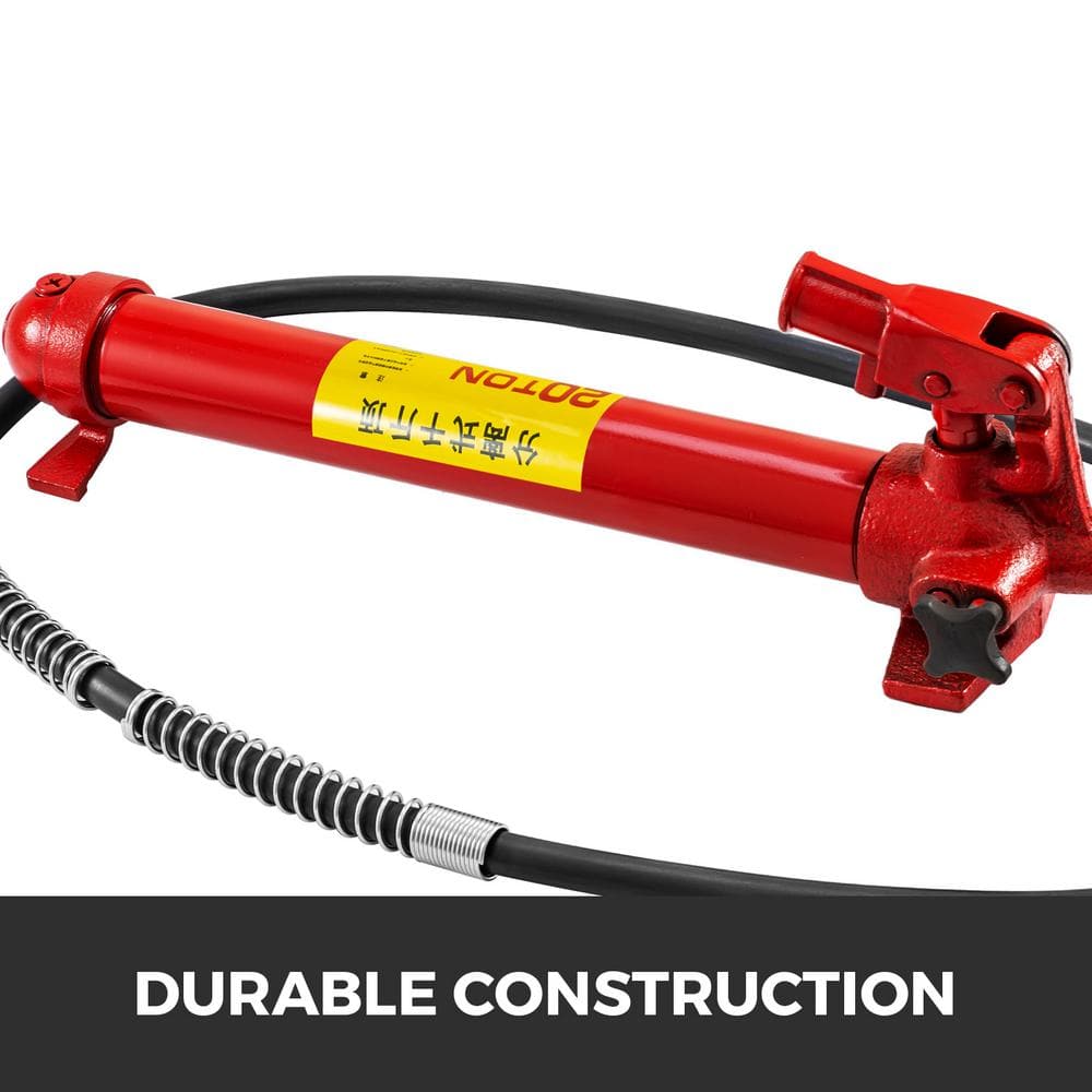 VEVOR GJ2M20TYYFLD00001V0 20-Ton Porta Power Kit 55.1 in. Oil Hose Hydraulic Car Jack Ram 13.78 in. Lifting Height Autobody Frame Repair Tools