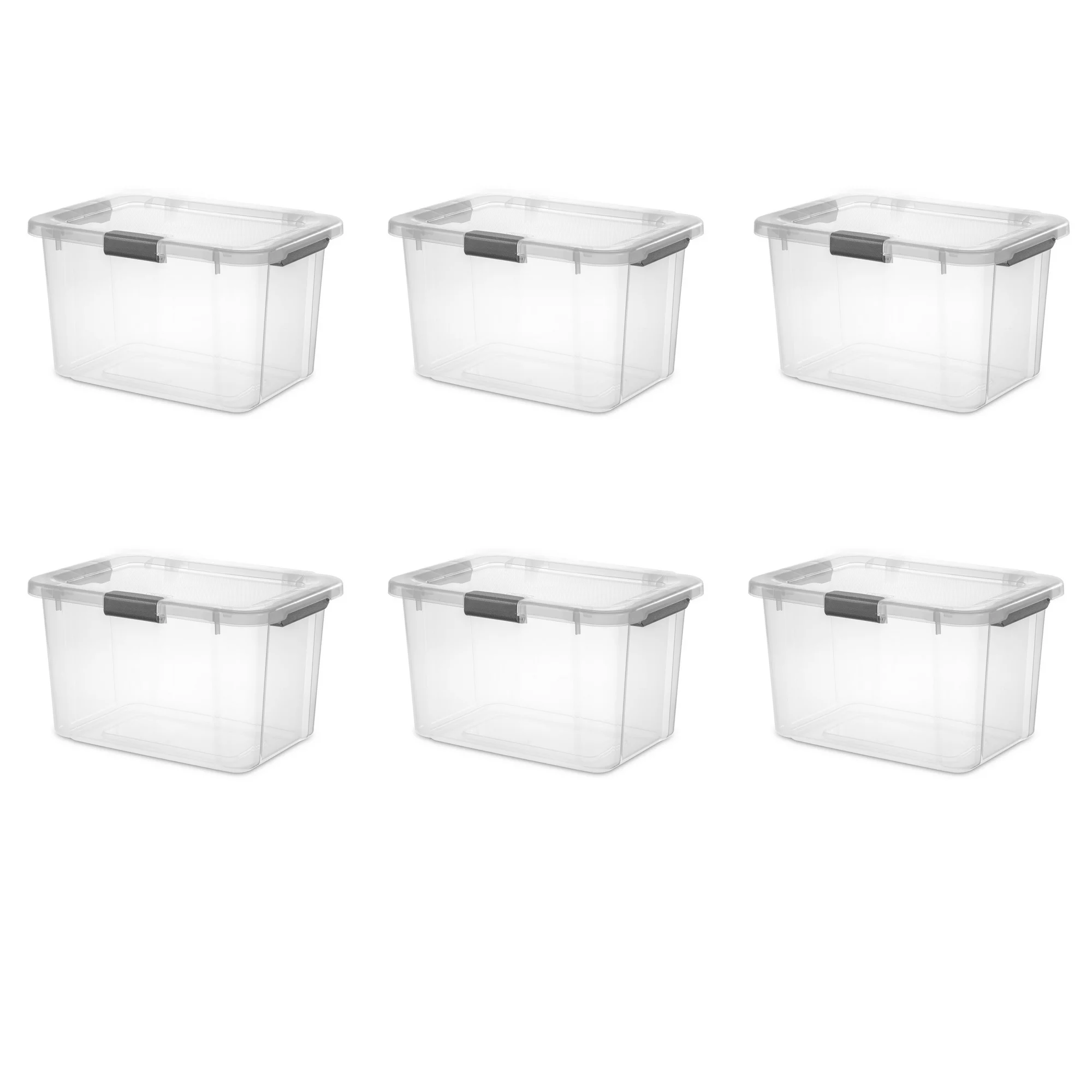 Sterilite 30 Qt. HingeLID Storage Box Plastic. Flat Gray. Set of 6