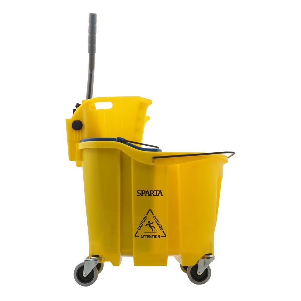 Unbranded 9690404 Sparta 8.75 gal. Yellow Polypropylene Mop Bucket Combo with Wringer and Soiled Water Insert