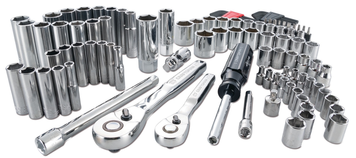 CRAFTSMAN 105-Piece Standard (SAE) and Metric Combination Polished Chrome Mechanics Tool Set with Hard Case