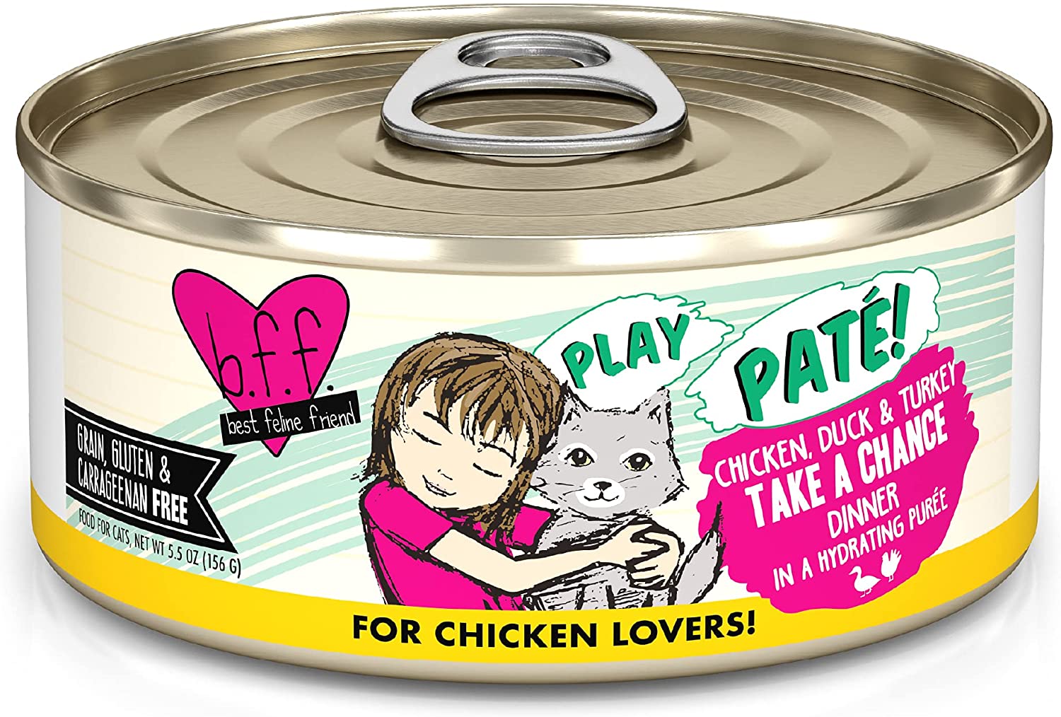 Weruva Wet Cat Food B.F.F. Play - Best Feline Friend Paté Lovers. Aw Yeah!. Chicken. Duck & Turkey Take a Chance with Chicken. Duck & Turkey. 5.5 Ounce (Pack of 8)