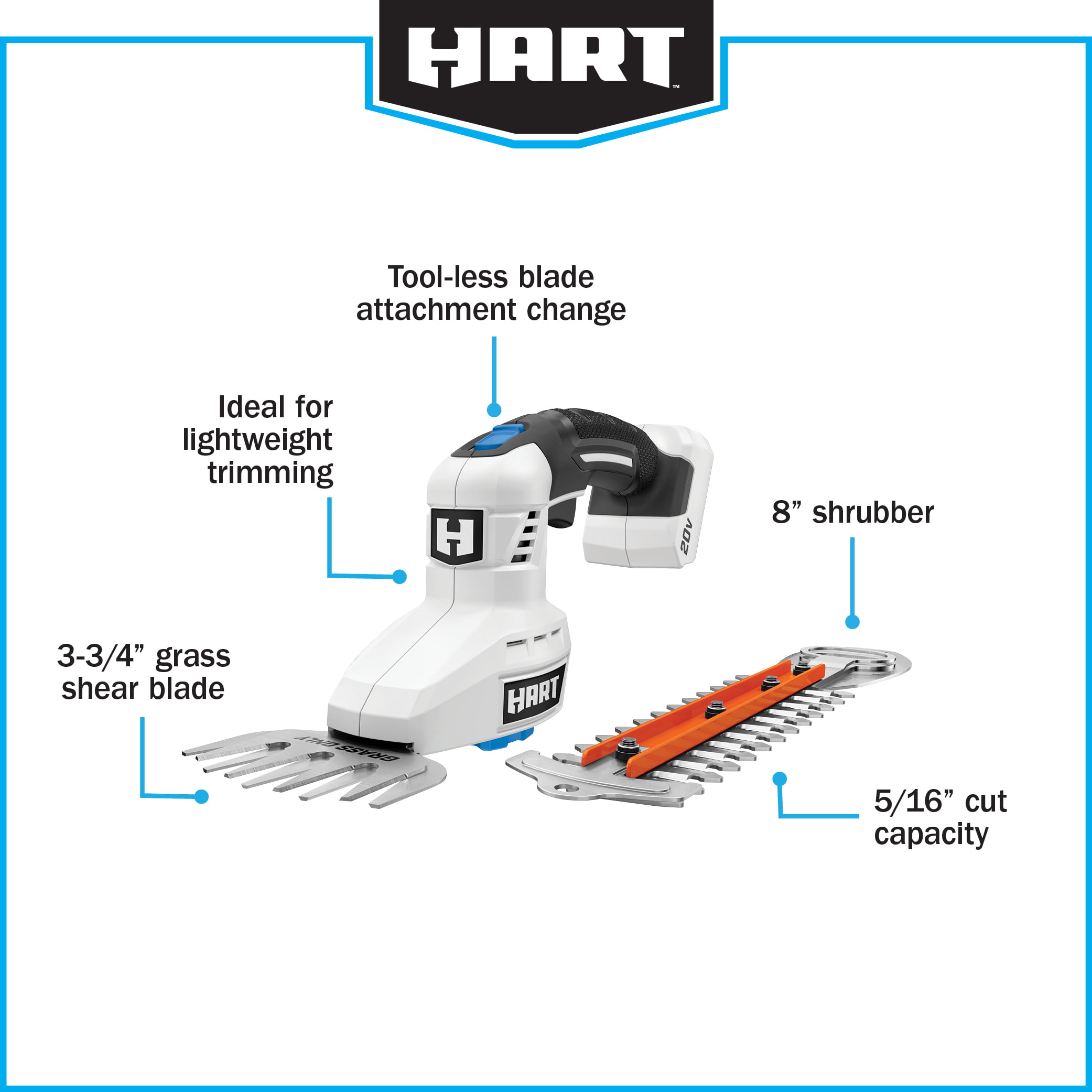 HART 20-Volt Shear/Shrubber Kit (1) 20-Volt 2.0Ah Lithium-Ion Battery