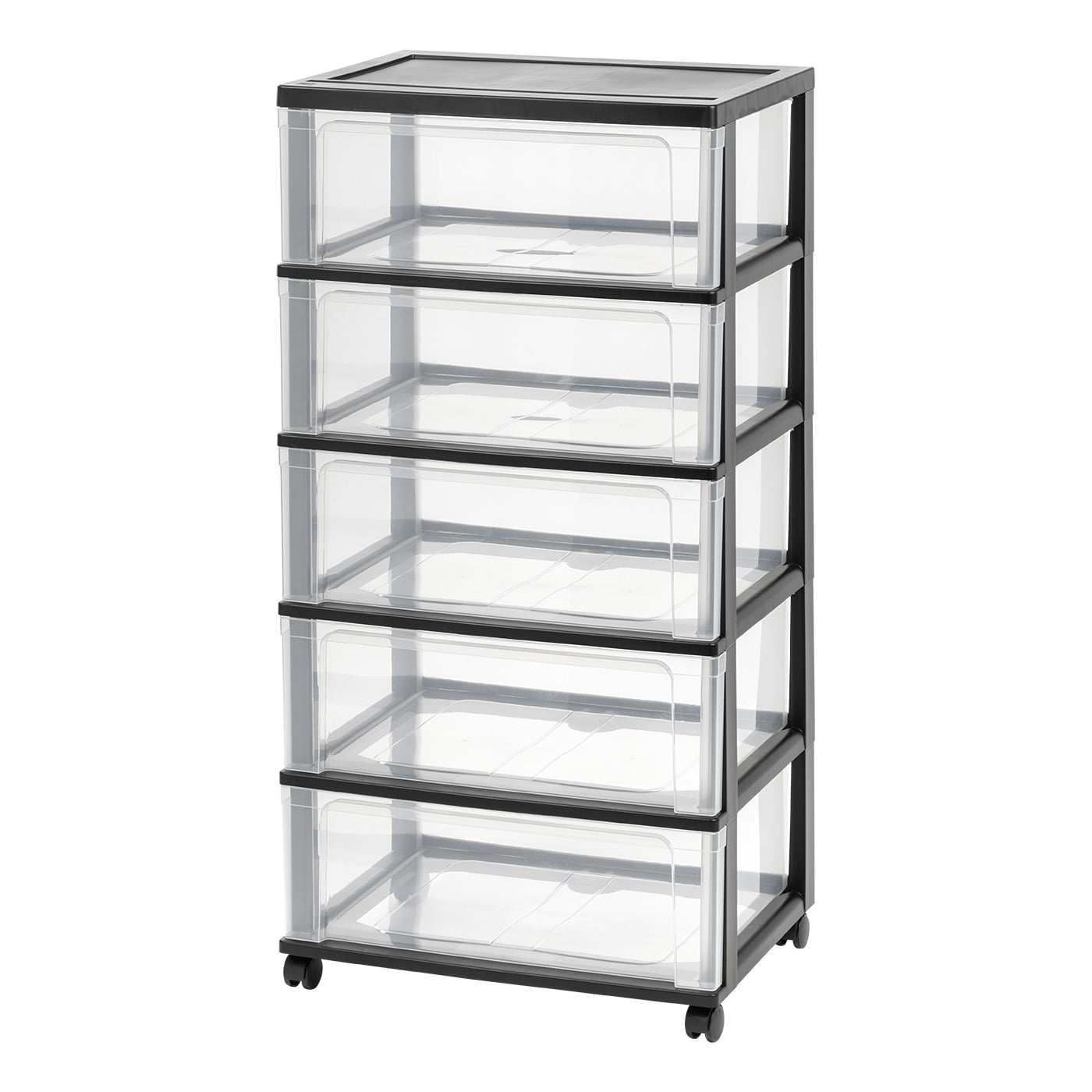Iris 5 Drawer Rolling Storage Cart. 1 Pack. Black