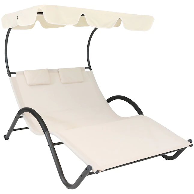 Sunnydaze Decor PL-618 Grey Metal Frame Stationary Chaise Lounge Chair(s) with Solid Seat