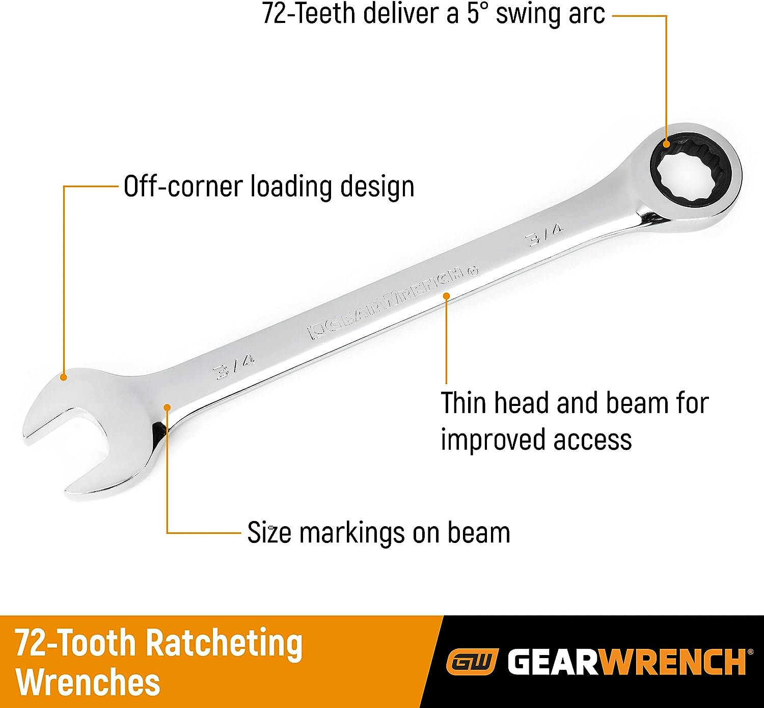 GEARWRENCH 16 Pc. Ratcheting Combination Wrench Set with Tray. Metric - 9416 . Silver