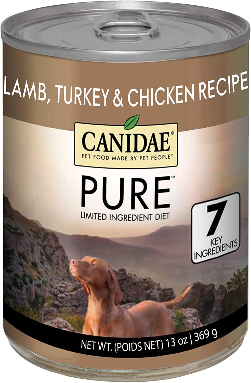 CANIDAE PURE All Stages Grain-Free Limited Ingredient Lamb Turkey & Chicken Recipe Canned Dog Food 13-oz case of 12