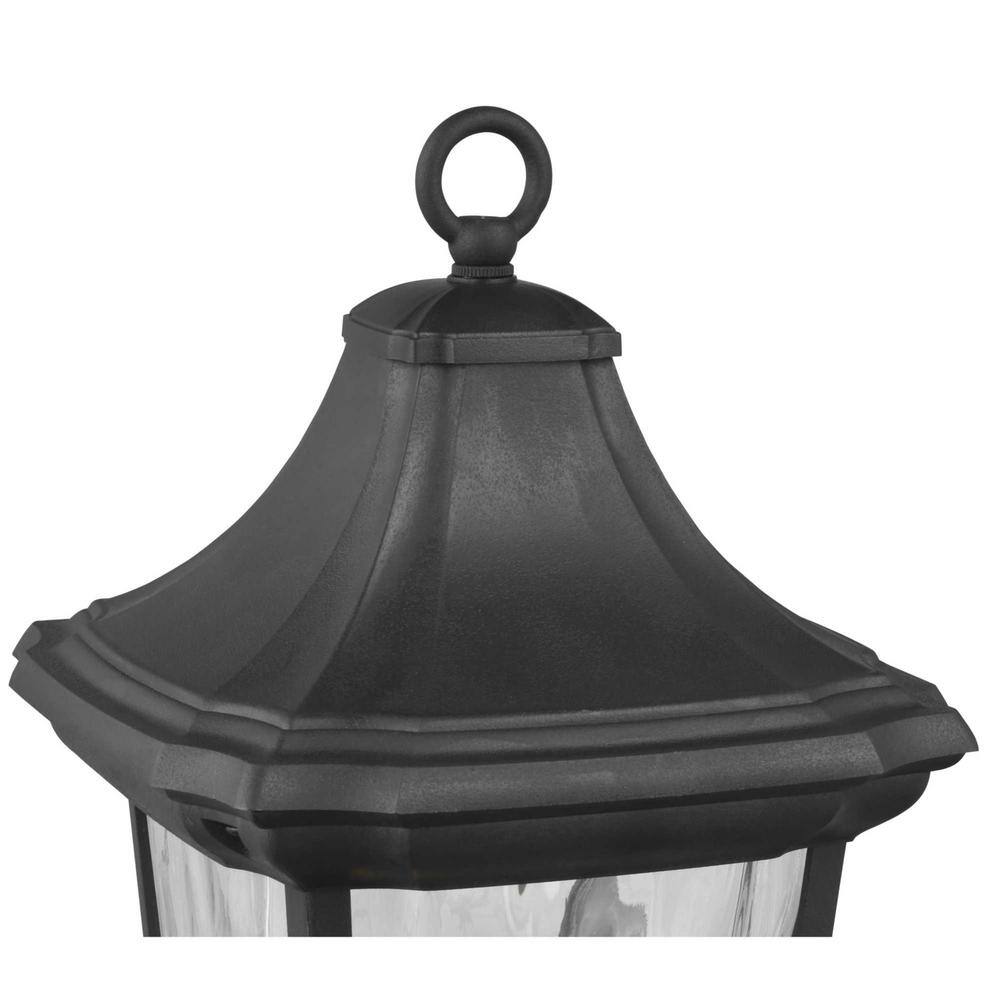 Progress Lighting  Marquette Collection 1-Light Textured Black Clear Water Glass New Traditional Outdoor Post Lantern Light