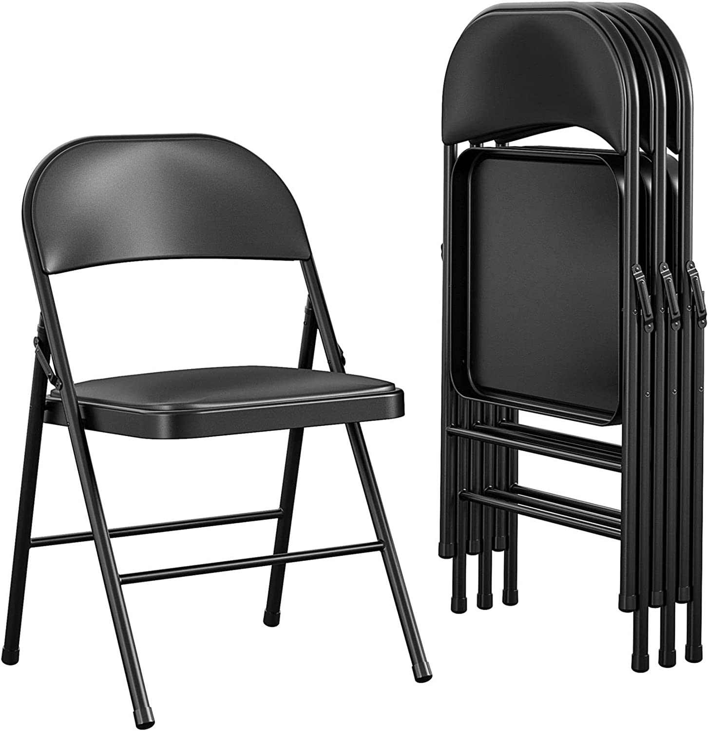 COSCO Vinyl Folding Chair. 4 Pack. Black