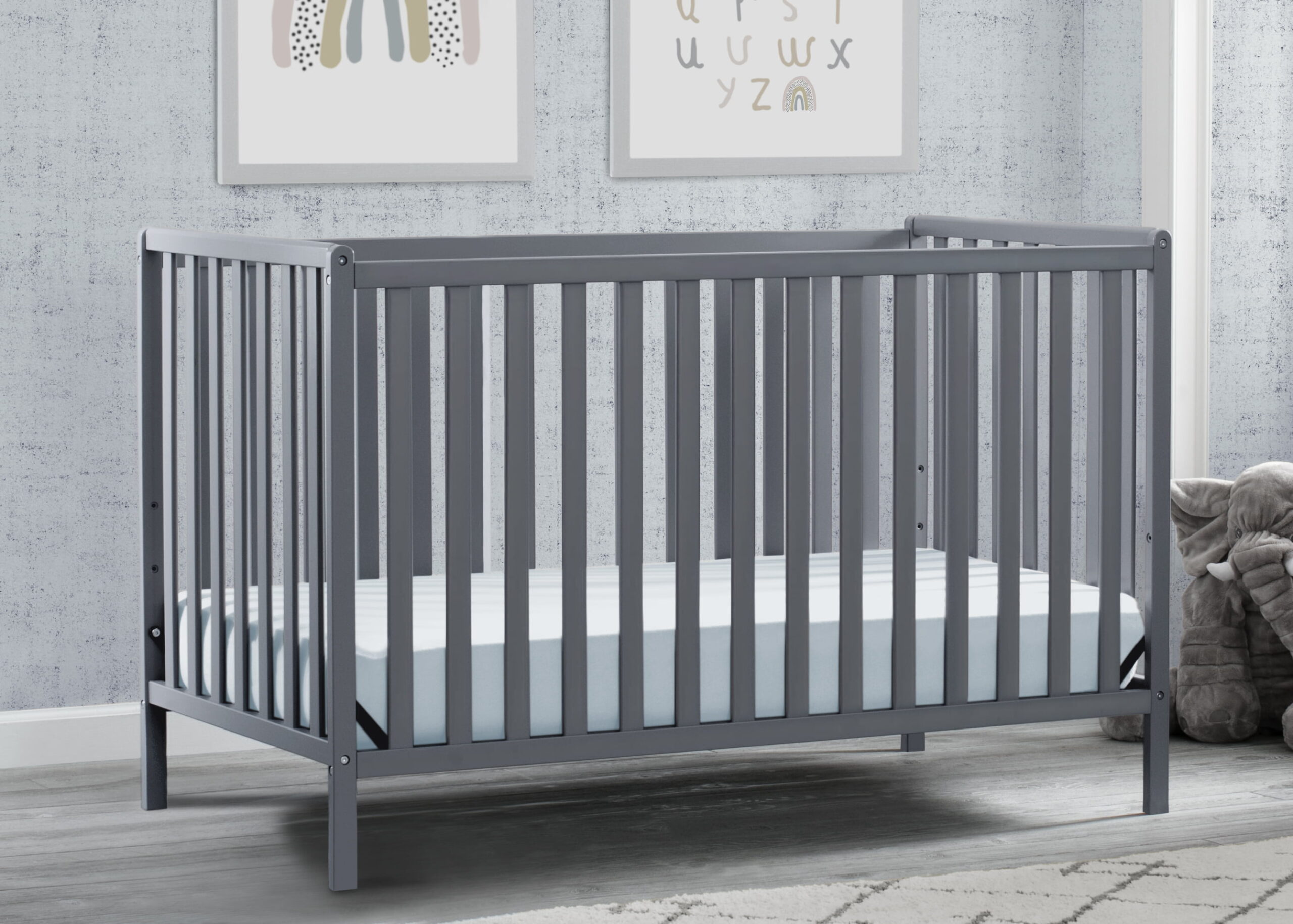 Delta Children Heartland 4-in-1 Convertible Baby Crib. Charcoal Gray