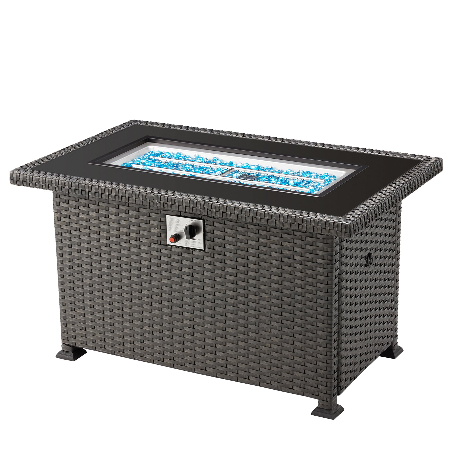 50 in Propane Fire Pit Table.Rattan Fire Pit Table Without Glass Wind Guard.50.000 BTU Gas Firepits for Outside Output