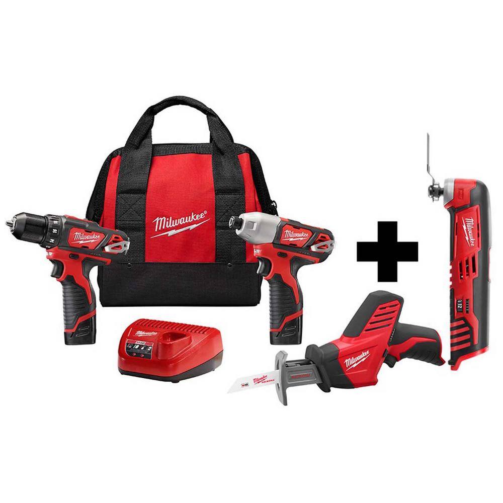 Milwaukee 2498-23-2426-20 M12 12V Lithium-Ion Cordless Combo Kit (3-Tool) with M12 Multi-Tool