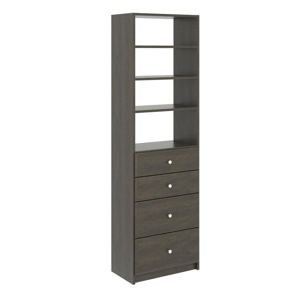 SimplyNeu SNT5-SK 14 in. W D x 25.375 in. W x 84 in. H Bistro Drawer and Shelving Tower Wood Closet System