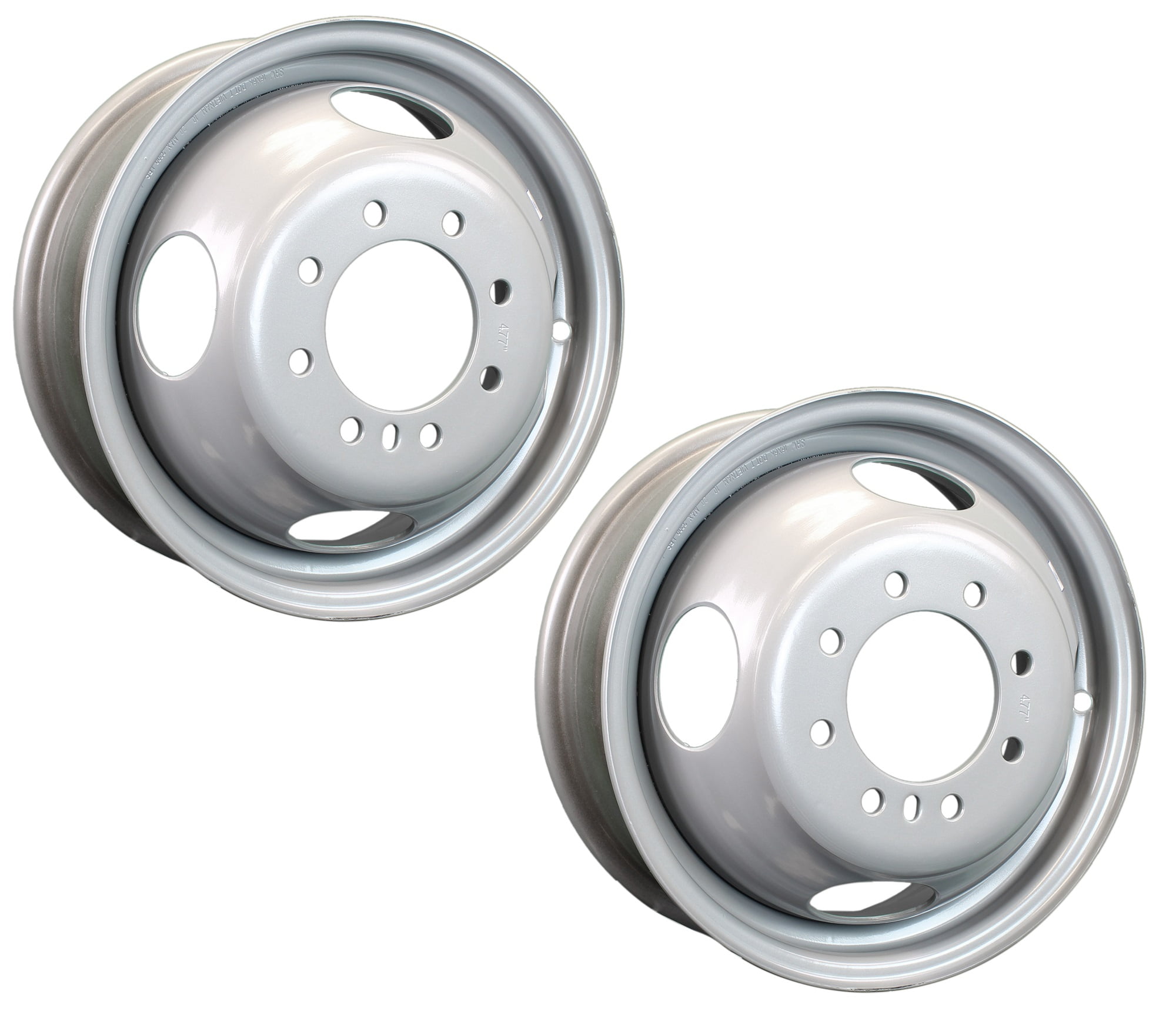 2-Pack Dually Dual Silver Grey Trailer Wheel Rim 16 Inch 16X6 8 Lug On 6.5 Inch
