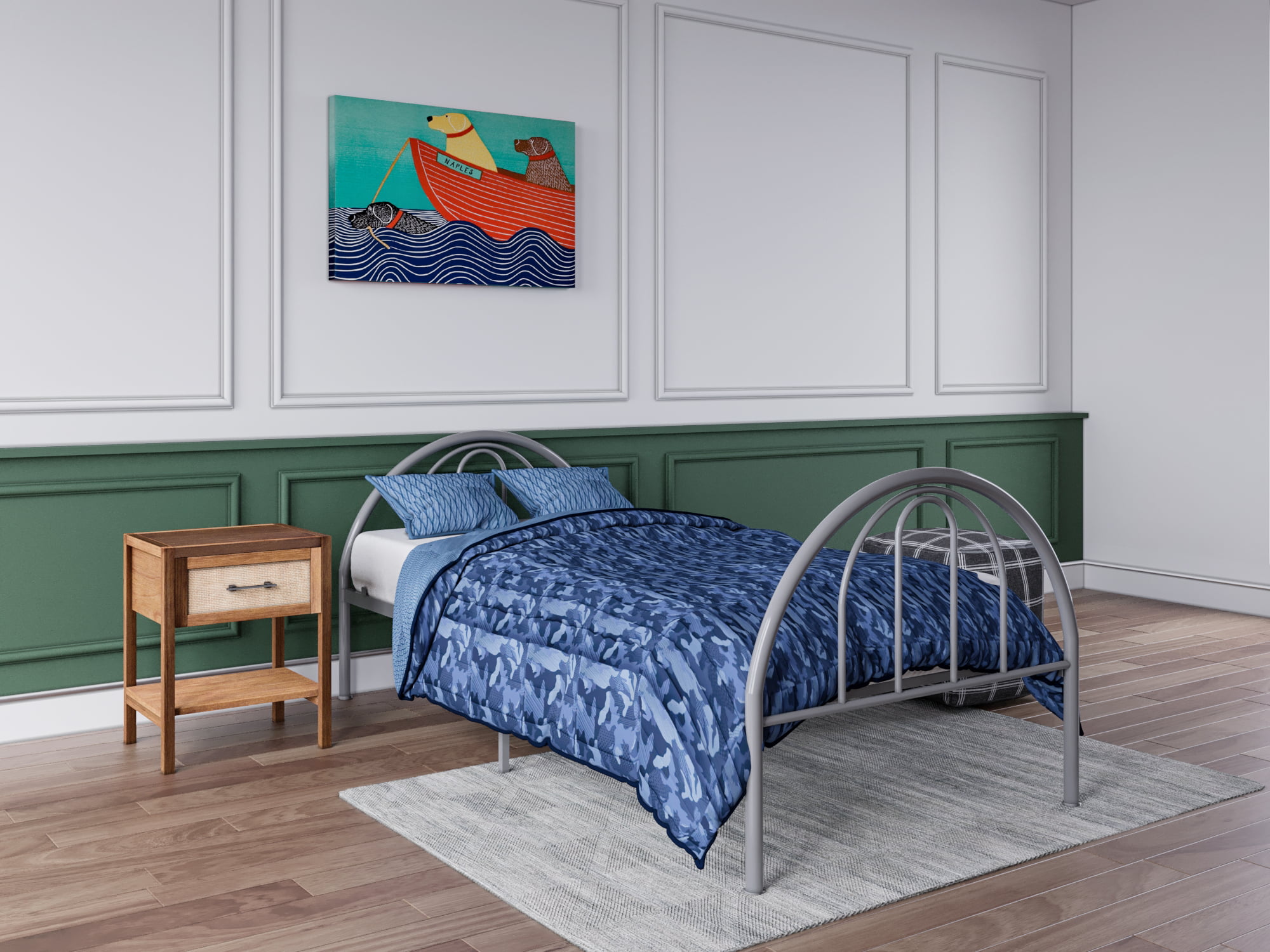 BK Furniture Brooklyn Classic Metal Bed. Twin. Gray