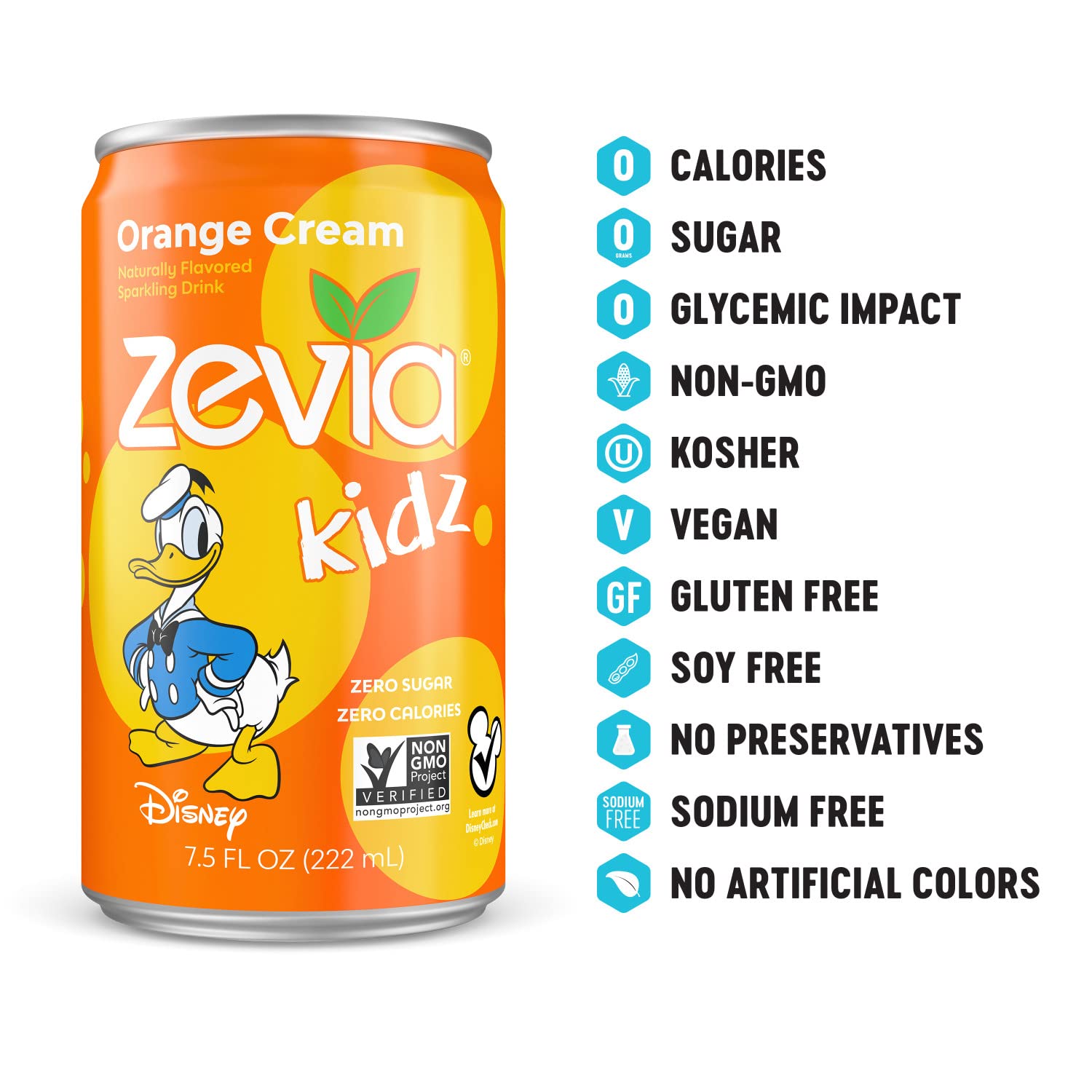 Zevia Kidz Orange Cream Sparkling Drink 7.5 Fl Oz (Pack of 24)