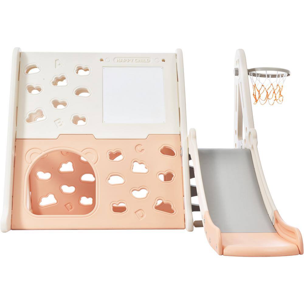 TIRAMISUBEST PPXY300099AAH Light Pink 5-in-1 Toddler Freestanding Climber Playset