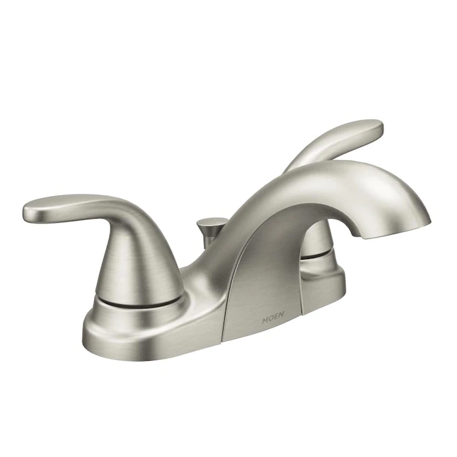 Moen  Adler Spot Resist Brushed Nickel 2-handle 4-in Centerset WaterSense Bathroom Sink Faucet with Drain (Spot Resist Brushed Nickel)
