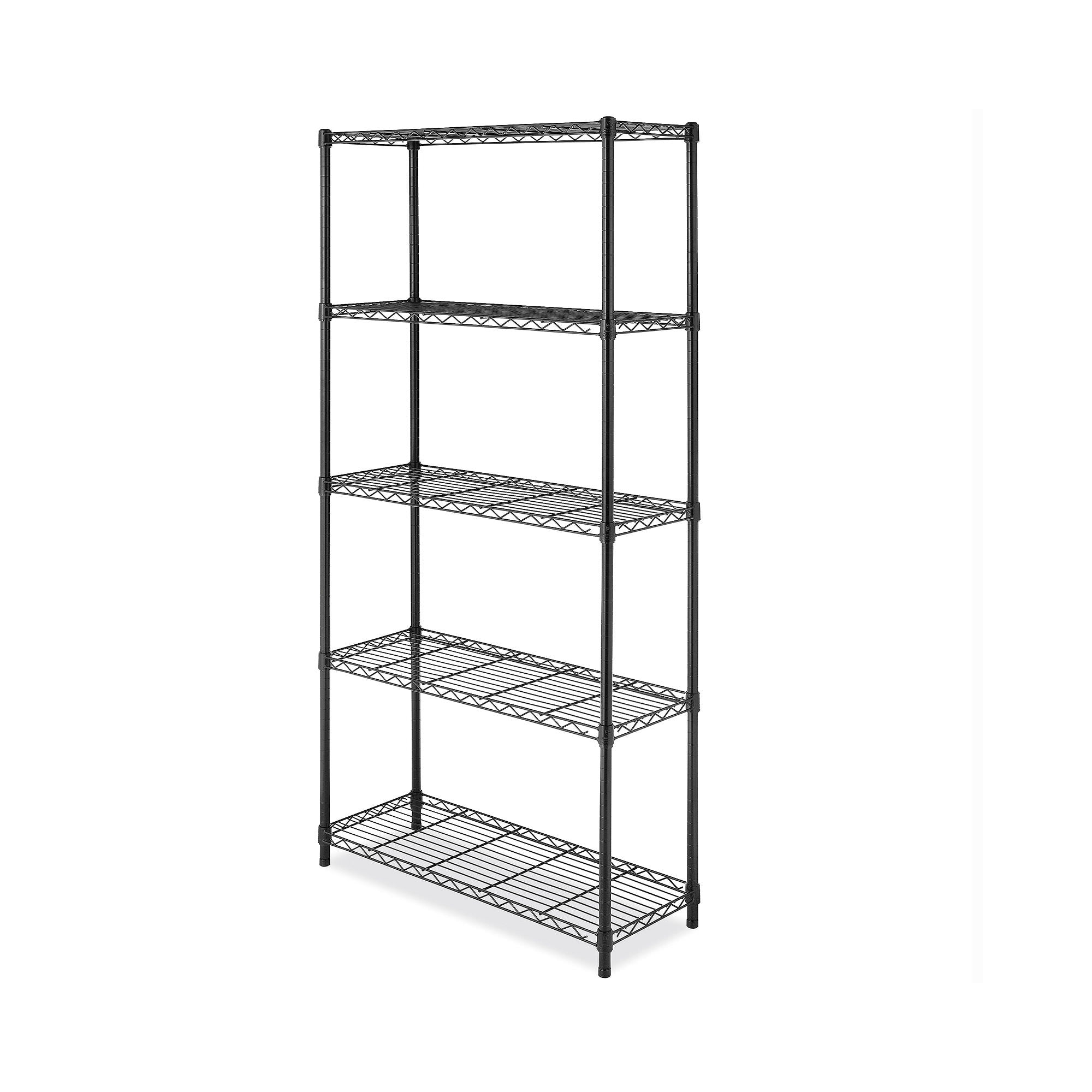 Whitmor Adjustable 36″W x 14″D x 72″H 5-Shelf Freestanding Shelves.  Metal with Plastic Connectors. Black