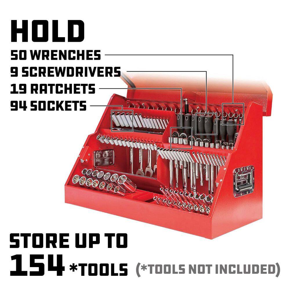 Powerbuilt 240311 26 in. Rapid Box Portable Slant Front Tool Box - Red