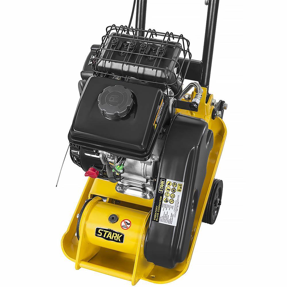 Stark 61023 3 HP Walk Behind Soil Vibratory Plate Compactor Rammer with Foldable Handle and Wheel
