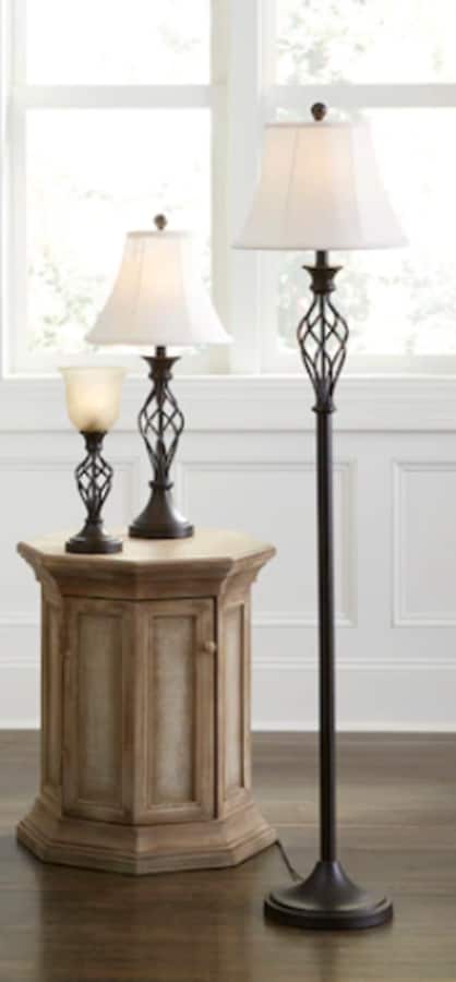 allen + roth Clairiby Transitional Medium Base (e-26) Lamp Set with Off-white Shades