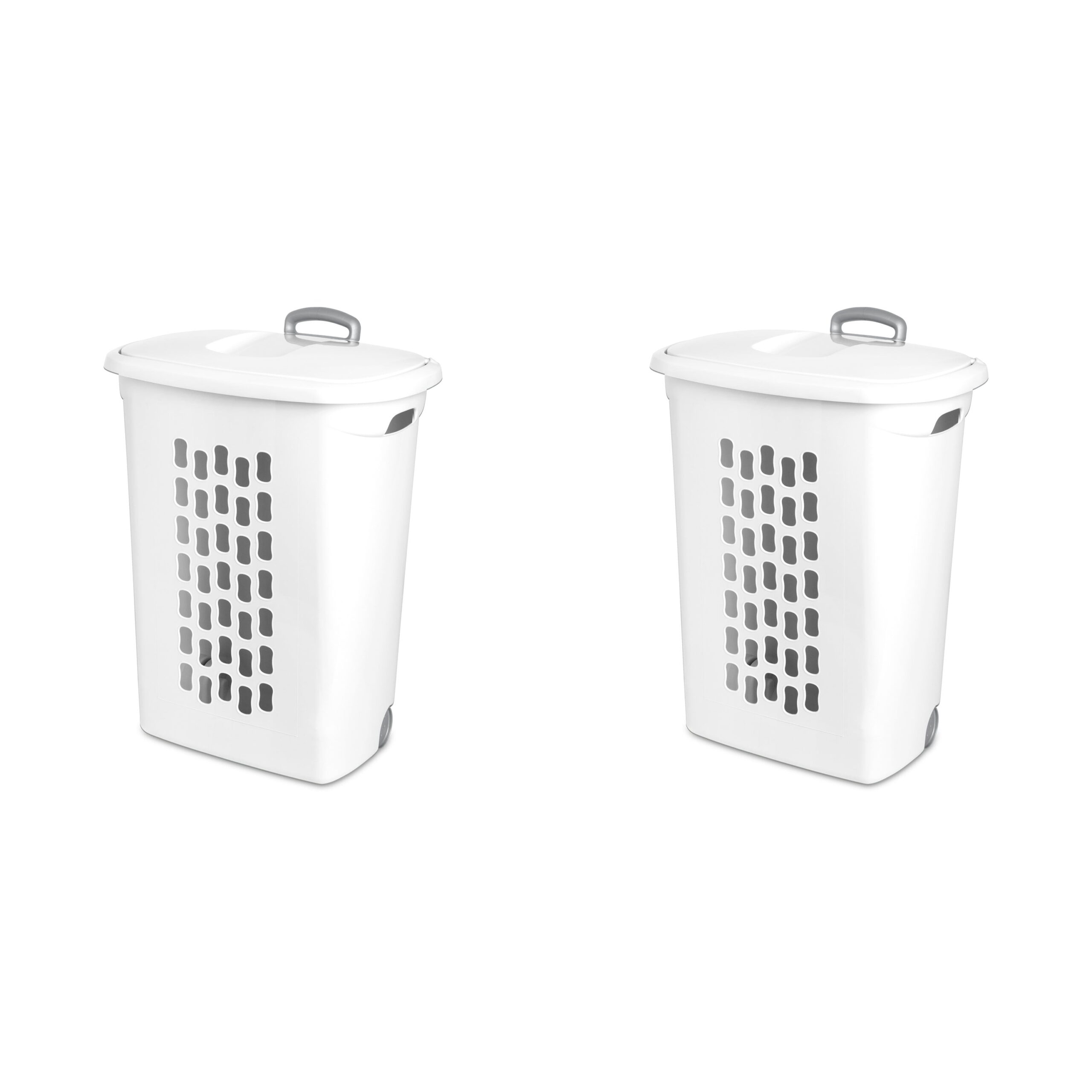 Sterilite Ultra™ Wheeled Laundry Hamper Plastic. White. Set of 2
