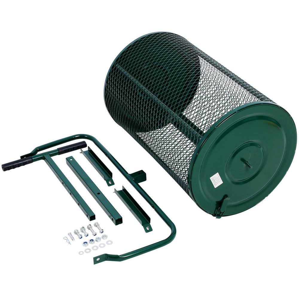 Tidoin GH-YDW4-057 24 in. Green Steel Handheld Peat Moss Spreader Compost Spreader Metal Mesh with T Shaped Handle