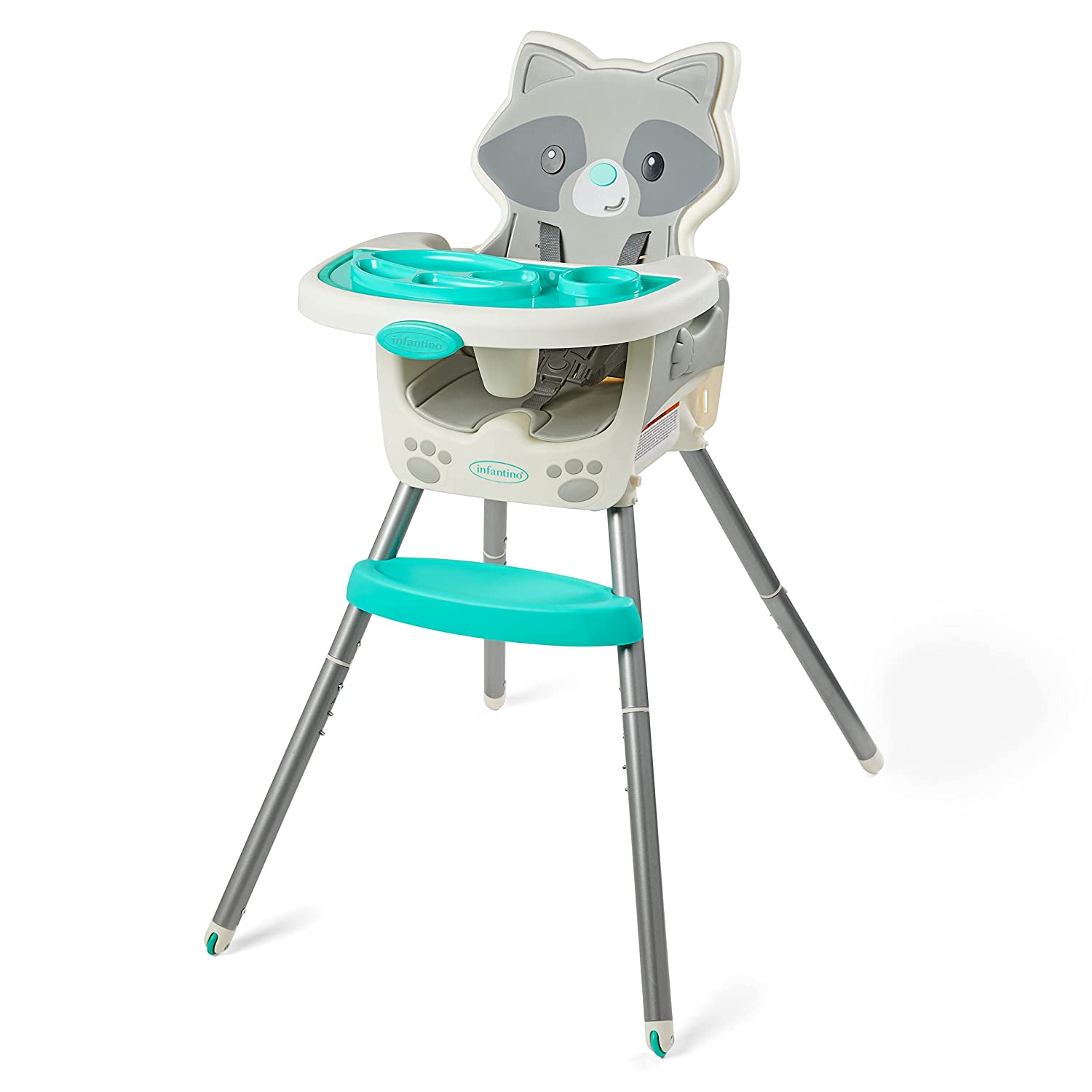 Infantino Grow-with-Me 4-in-1 Convertible High Chair. Raccoon-Theme. Space-Saving Design. Booster and Toddler Chair. for Infants & Toddlers 3M-36M