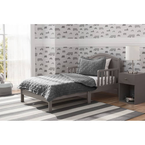 Delta Children Baker Toddler Bed with Attached Bed Rails. Greenguard Gold Certified. Grey
