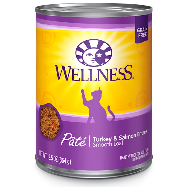 Wellness Complete Health Natural Grain Free Turkey & Salmon Pate Wet Cat Food. 12.5 oz.. Case of 12