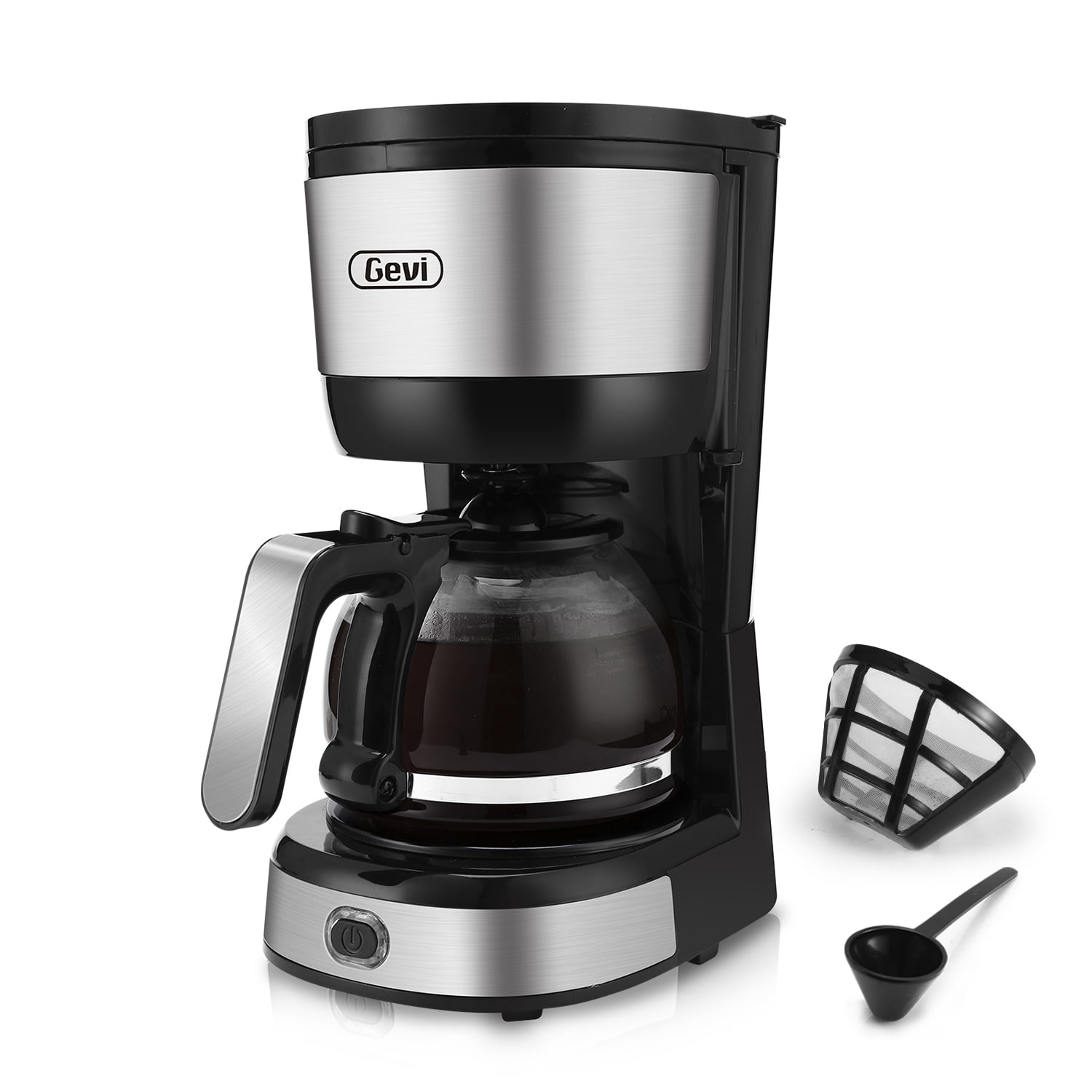 Gevi 4-Cup Coffee Maker with Auto-Shut off. Cone Filter. Stainless Steel Finish. 600ml