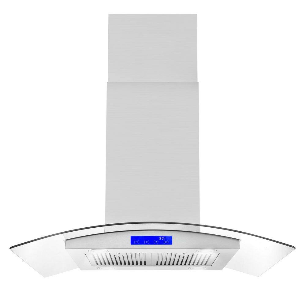 Cosmo COS-668ICS900 36 in. Ducted Island Range Hood in Stainless Steel with LED Lighting and Permanent Filters