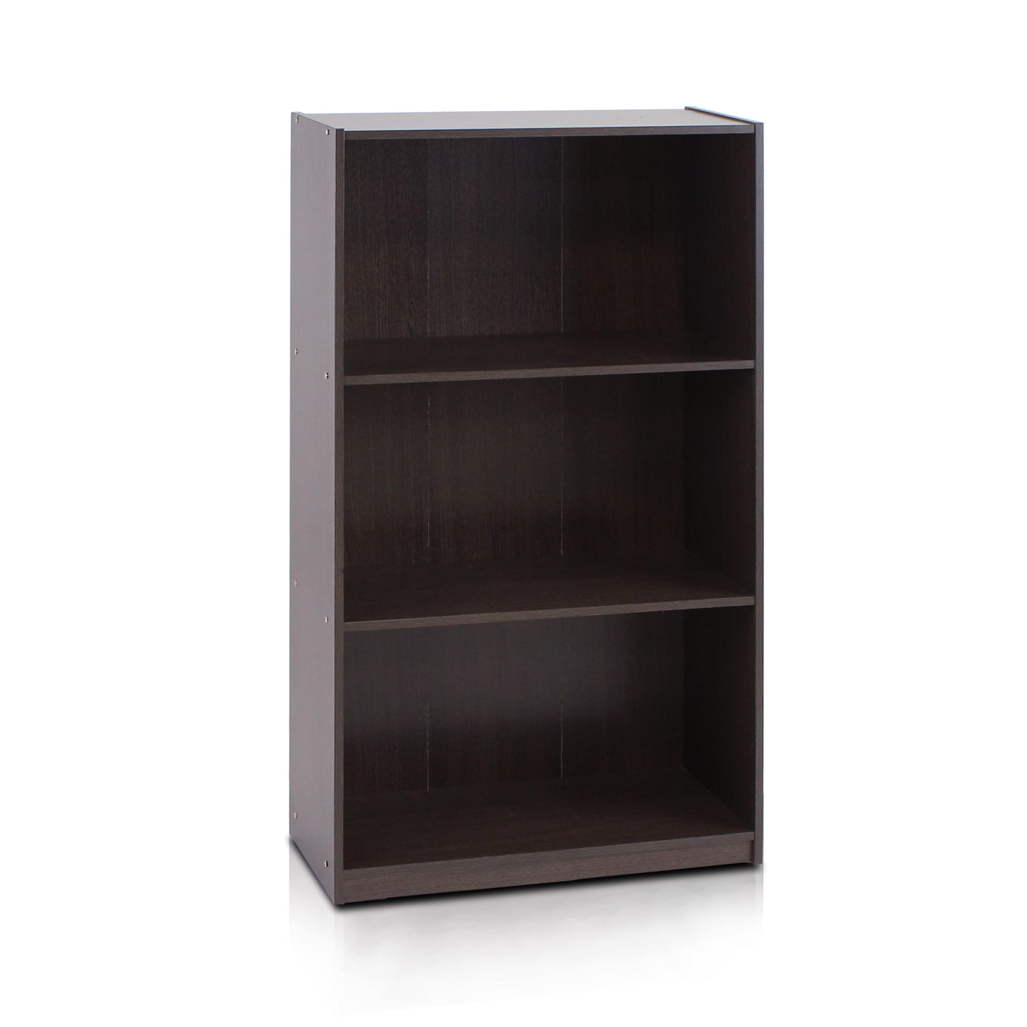 Furinno Basic 3 - Tier Bookcase Storage Shelves. Dark Brown