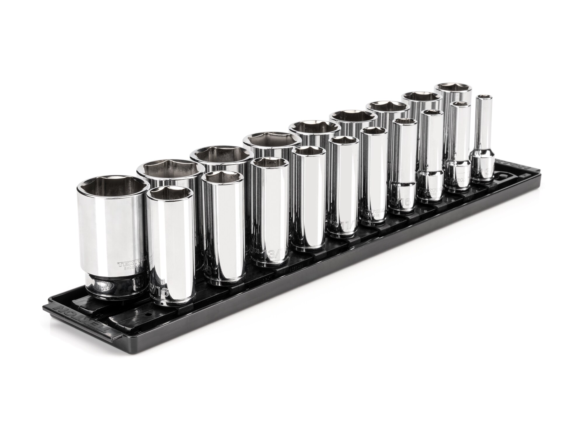 TEKTON 19-Piece Standard (SAE) 1/2-in Drive 6-point Set Deep Socket Set