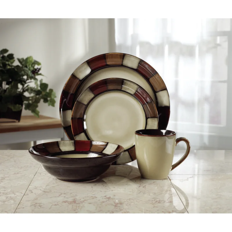 Pfaltzgraff 5217161 Taos 16-Piece Stoneware Dinnerware Set. Service for 4