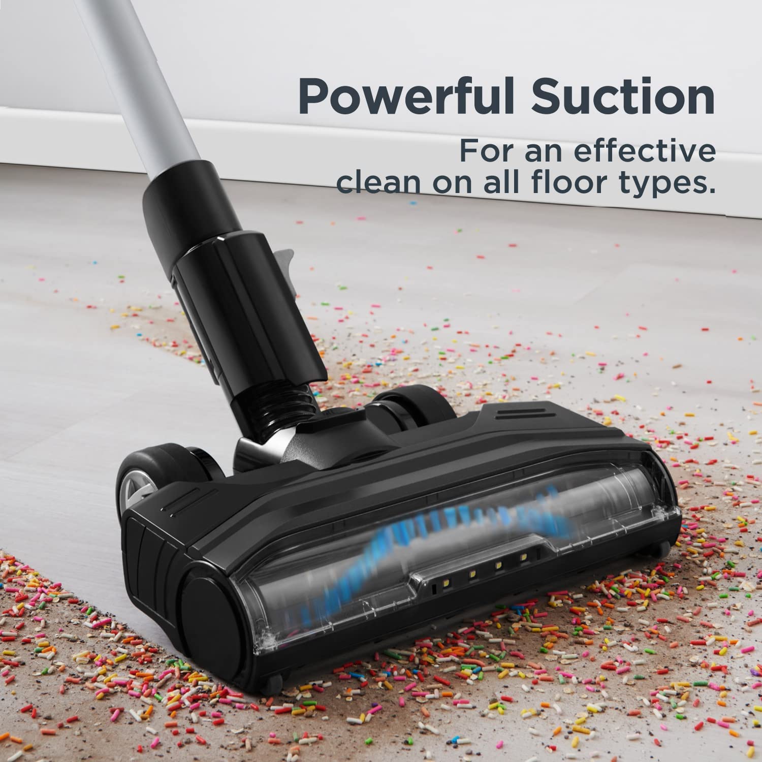 Eureka NEC480 Lightweight Cordless Vacuum Cleaner. High Efficiency Powerful Motor LED Headlights. Convenient Stick and Handheld Vac. Black