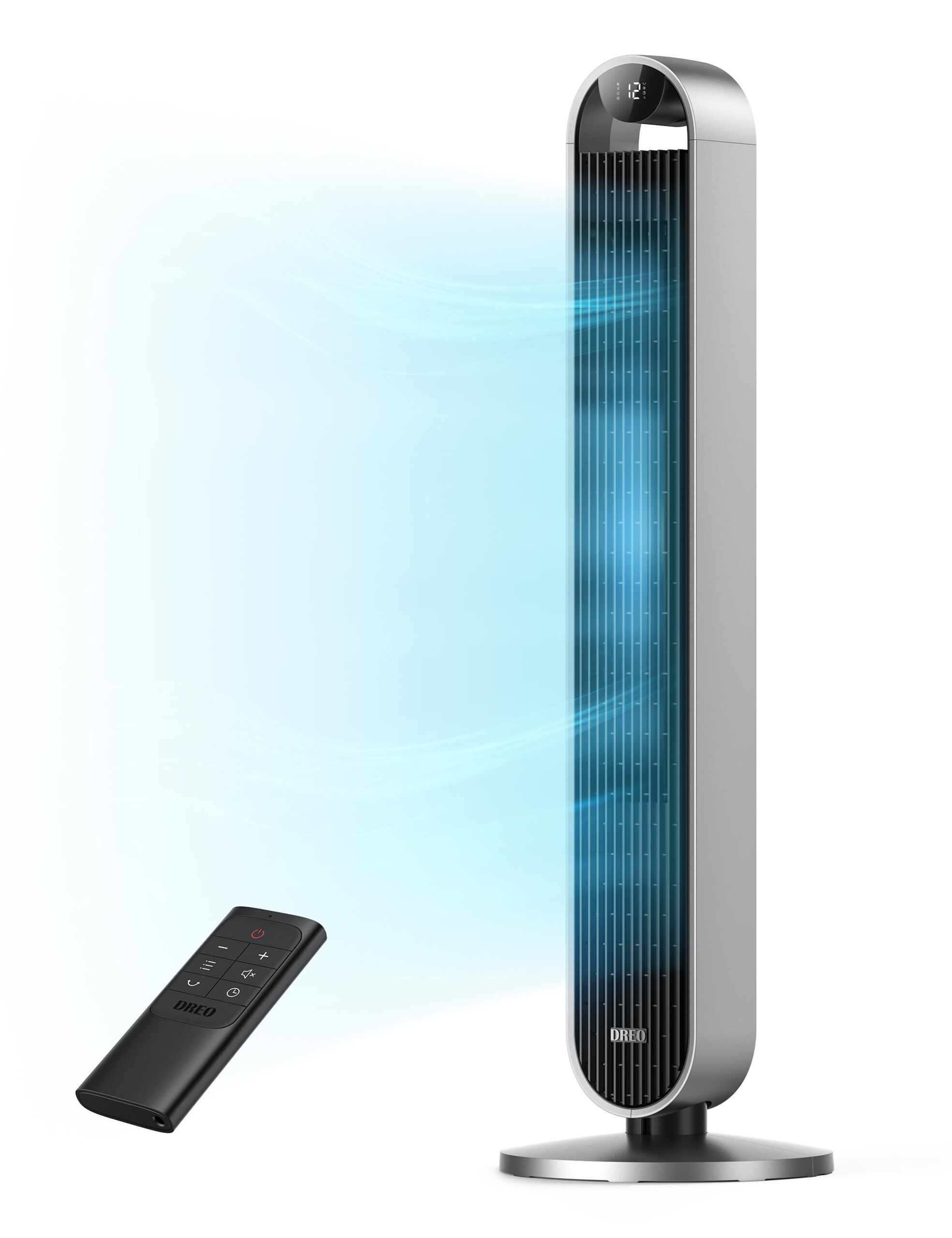 Dreo Tower Fan with Remote 42 Inch Floor Fan with 120° Ultra Wide & Customizable Oscillation. Hyper Wind 12 Speeds & More Silent. 12H Timer. Bladeless Fans for Bedroom. Home & Office