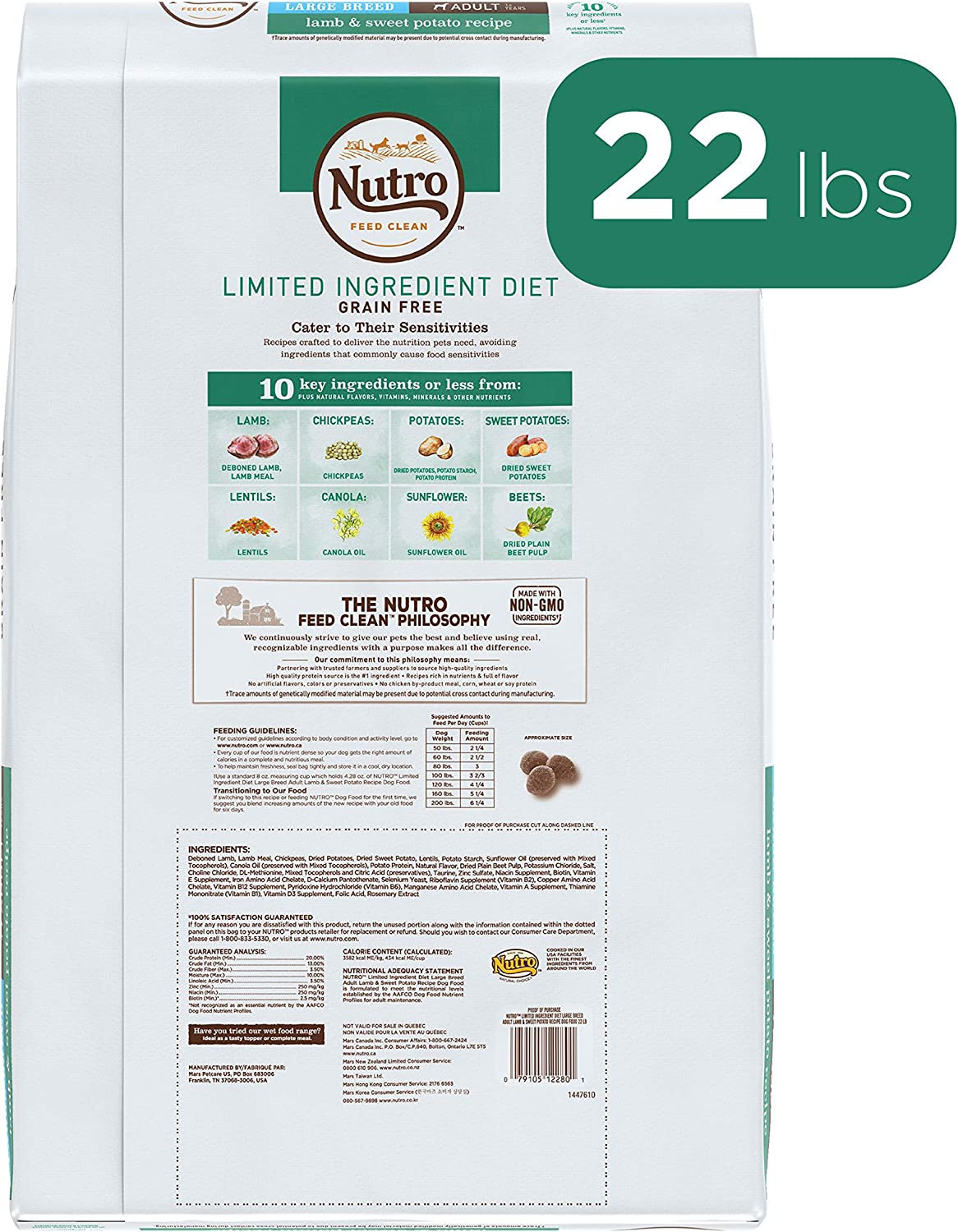 NUTRO Limited Ingredient Diet Adult Grain Free Dry Dog Food 22 Pound (Pack of 1)