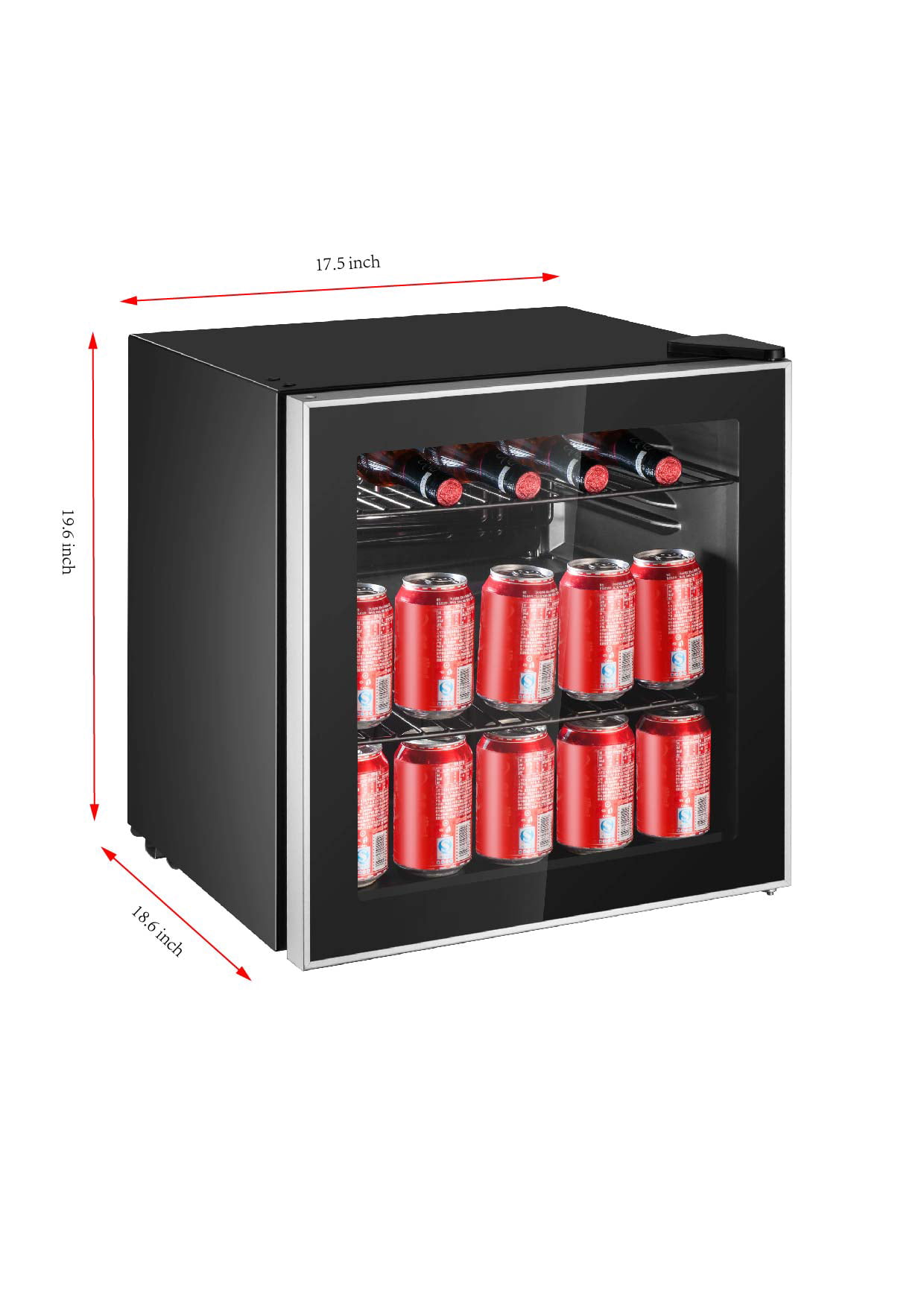 RCA 70-Can or 17-Bottle Adjustable Beverage Center  Refrigerator with Silver Trim RMIS104. Black