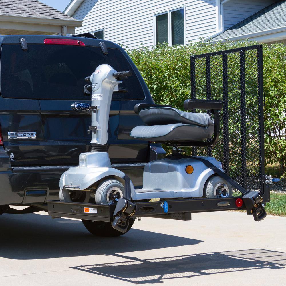 SILVER SPRING SC400-V2 500 lbs. Capacity Hitch-Mounted Folding Steel Wheelchair or Scooter Carrier with 42 in. L Ramp