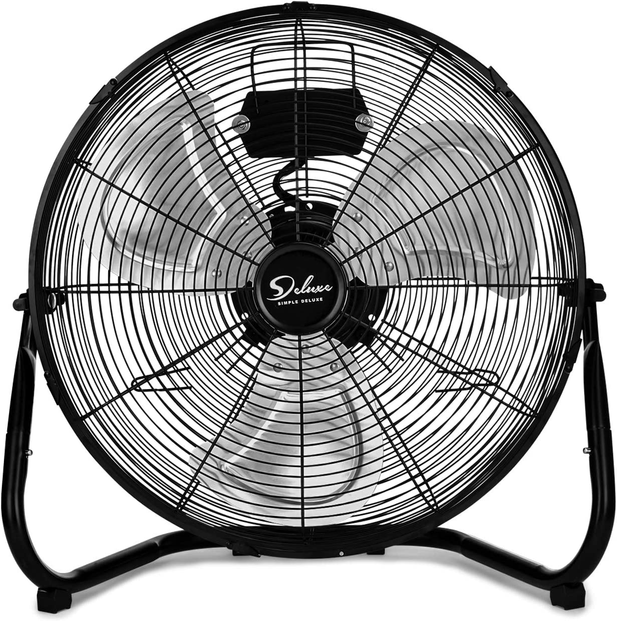 Simple Deluxe 20 Inch 3-Speed High Velocity Heavy Duty Metal Industrial Floor Fans Quiet for Home. Commercial. Residential. and Greenhouse Use. Outdoor/Indoor. Black. 1-Pack