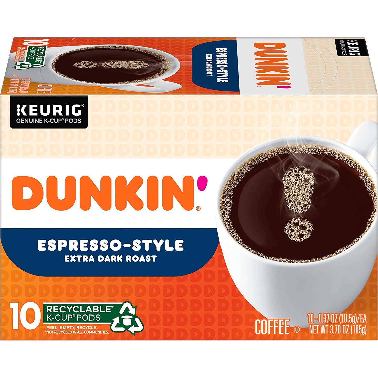 Dunkin- Espresso Style Extra Dark Roast Coffee 60 Keurig K-Cup Pods
